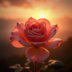 red rose on the sunset