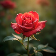 red rose with dew