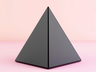 Fototapeta premium Black pyramid is on a pink background