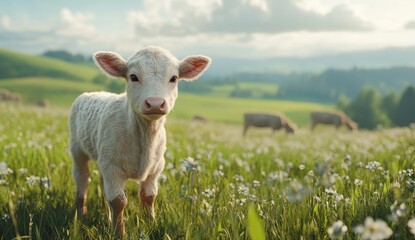 Obraz premium Calf in Field.