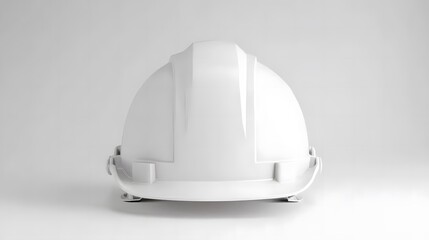 Fototapeta premium Isolated white construction helmet in a mockup style, front-facing and centered against a clean white background. Ideal for projects focused on safety, construction, and industrial design