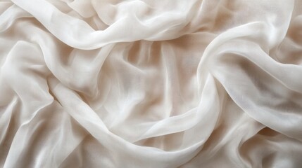 Obraz premium Multilayered gauze in beige and white, softly overlapping to create texture, on transparent background