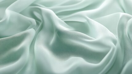 Obraz premium Sheer fabric layers in mint green, softly overlapping for a fresh and airy look, on transparent background