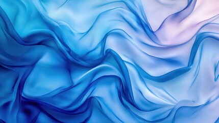Obraz premium Silk chiffon layers in soft gradients of blue, flowing naturally and creating a dreamy effect, on transparent background