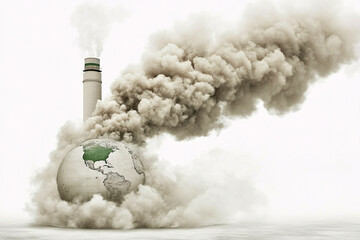 Displaying a green emissions policy overlay, the digital globe represents global initiatives for achieving carbon neutrality