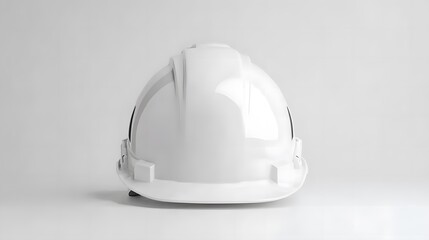 Fototapeta premium Isolated white construction helmet in a mockup style, front-facing and centered against a clean white background. Ideal for projects focused on safety, construction, and industrial design