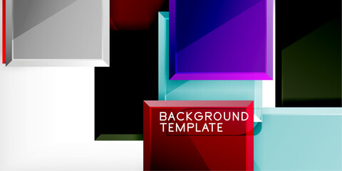 Fototapeta premium Glass toy style square shapes abstract design. Vector Illustration For Wallpaper, Banner, Background, Card, Book Illustration, landing page