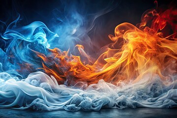 Fototapeta premium Abstract Fiery and Icy Smoke Waves for Creative Web Banner Backgrounds