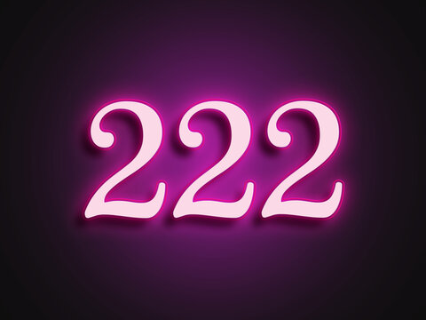Pink glowing Neon light text effect of number 222.
