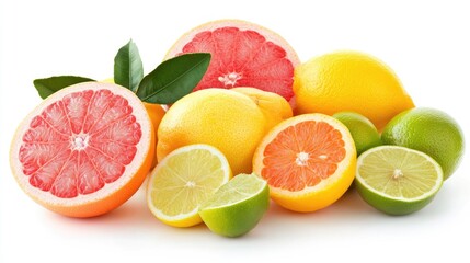 Fototapeta premium A vibrant collection of citrus fruits grapefruit lemons limes and more for a refreshing taste experience