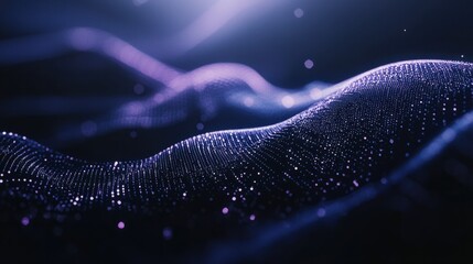 Web-like digital network of dots and paths in cool tones, forming a modern tech design