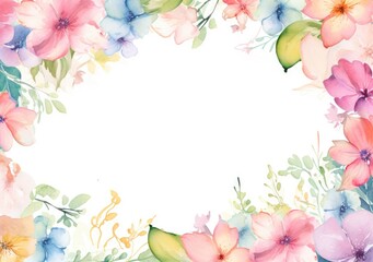 Fototapeta premium Watercolor floral frame