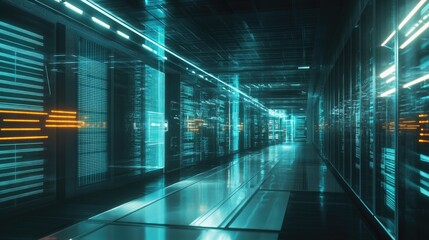Fototapeta premium Futuristic data center exploring the cutting-edge world of technology and infrastructure