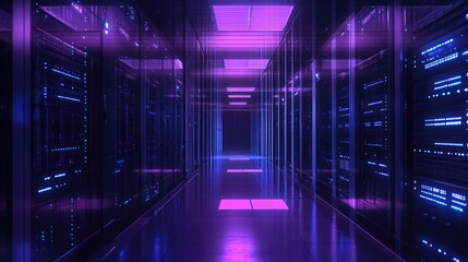 Fototapeta premium Illuminated data center a glimpse into the future of technology and infrastructure