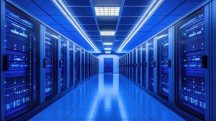 Fototapeta premium Exploring the depths of modern data centers a glimpse into high-tech infrastructure and innovations