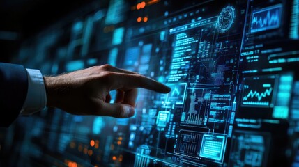 Fototapeta premium Exploring the future interacting with advanced technology interfaces for data analysis and insights