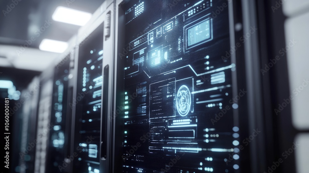 Poster exploring advanced data systems a glimpse into modern server technology and digital architecture