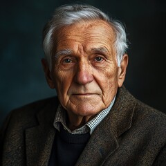 Portrait of a senior man with a dignified expression, high-resolution, proud and inspiring, International Day of Older Persons, veteran, honor.