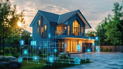 Innovative smart home design with digital technology integration for modern living spaces