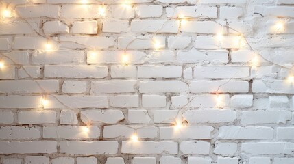 White brick wall with festive lights in the background