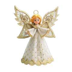 Fototapeta premium Vintage Christmas angel doll ornaments isolated on transparent background
