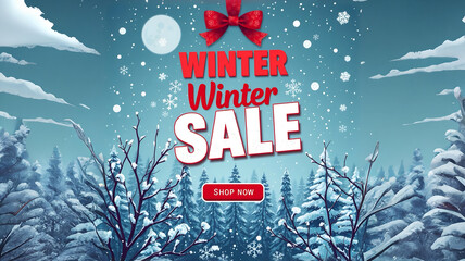 Winter sale banner, vector illustration Intricate, Sharp Focus, Concept Art, Artstation