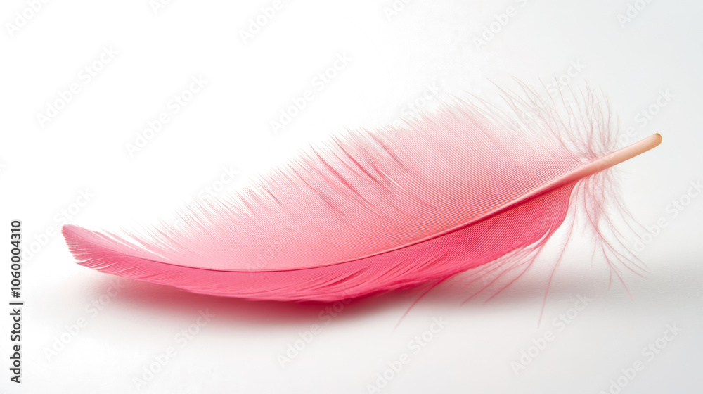 Aufkleber pink feather on gradient background, soft texture and delicate appearance. abstract art and serene c