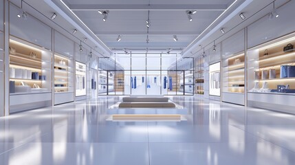 Obraz premium Modern retail store interior with glass windows and skylight