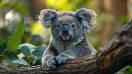 Obraz premium Koala sitting on a branch in a tree