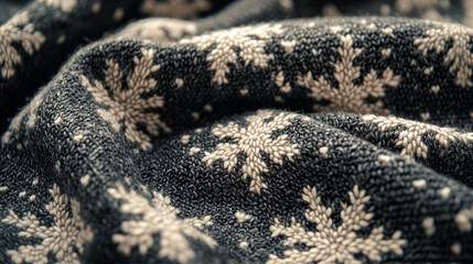 Cozy winter fabric with snowflake patterns, perfect for warmth