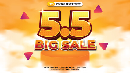 3D Gold 5.5 Promo Big Sale Text Effect on Podium