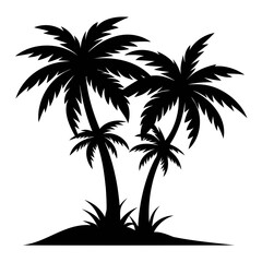 Fototapeta premium Highly Detailed Palm trees black silhouette Vector illustration isolated on a transparent background