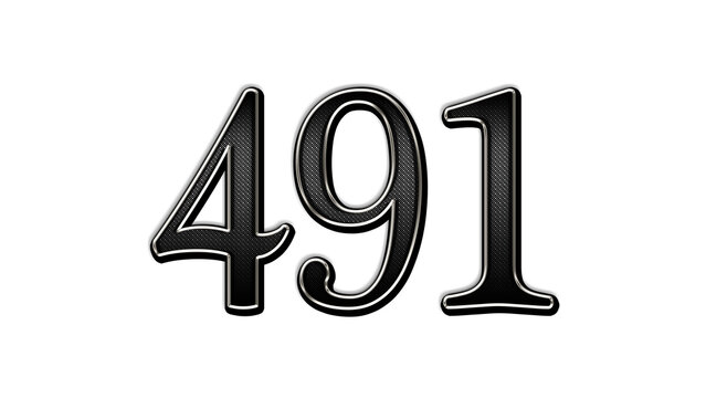 black metal 3d design of number 491 on white background.