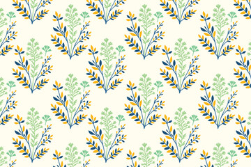 Obraz premium seamless pattern of colorful abstract botanical flowers and leaves ideal for fashion fabric and digital print design