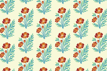 seamless floral pattern featuring intricate abstract botanical flowers and vibrant leaves in a rich color palette perfect for fashion textiles digital printing and creative design uses