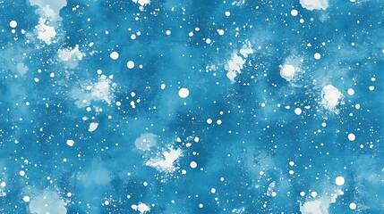 Obraz premium Abstract blue watercolor background with white splatters and dots.