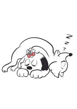 recommend clip art: 可愛いワンコが一緒に寝る