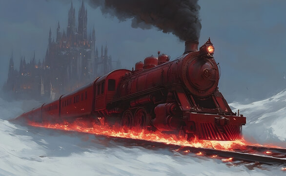 Eberron magic arcane hover rail train cars.