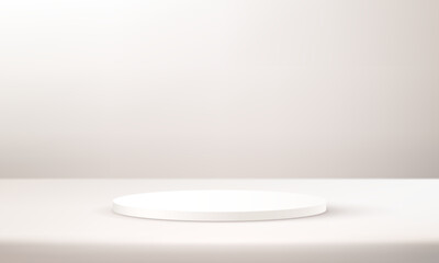 Beige background vector 3d with podium. 3D abstract studio room with pedestal podium. Space for selling products on the website. Vector illustration.