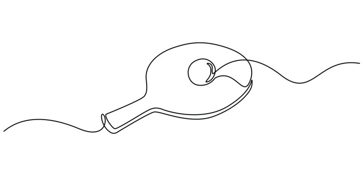 recommend clip art: one continuous line drawing of table tennis playing equipment.one line drawing of table tennis racket and ball.single line vector illustration.isolated white background