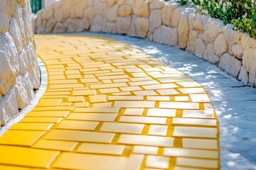 Fototapeta premium The yellow brick road leading to the magical land, bright and colorful,