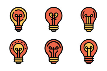 Fototapeta premium Bulb light icon bundle set in silhouette style vector clip art