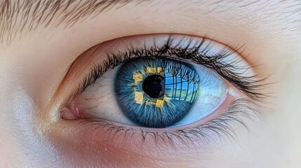 Fototapeta premium Close-up of a Blue Eye with Detailed Iris Patterns