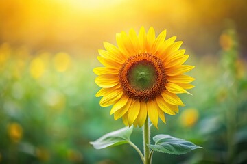 Obraz premium Soft focused photograph of a single sunflower, nature, beige background