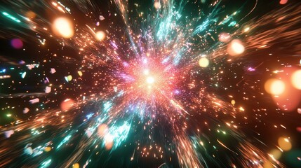 Fototapeta premium Vibrant Explosion of Light and Color in Space