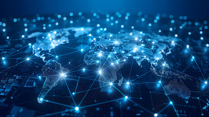 Fototapeta premium Global business structure of networking. Analysis and data exchange customer connection, HR recruitment and global outsourcing, Customer service, Teamwork, Strategy