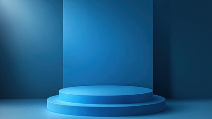 Obraz premium A minimalist blue stage setup, ideal for presentations or performances.