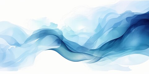 Fototapeta premium Blue Abstract Watercolor Waves,ocean water wave copy space for text. Isolated blue, teal, turquoise happy cartoon wave for pool party or ocean beach travel. Web banner, backdrop, background graphic