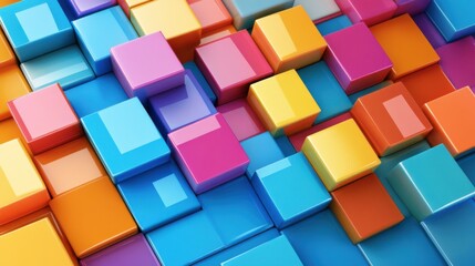 Obraz premium Brightly Colored Squares and Rectangles on Blue Background