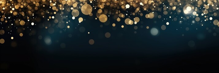 Obraz premium Festive Golden Bokeh Background for Celebrations , Happy New Year Celebration Sparkles Banner, space for text 